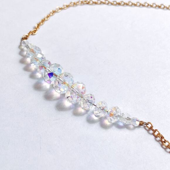 VTG Signed Kirk’s Folly Gold Tone Aurora Borealis Crystal Bar Necklace Sparkling - Picture 8 of 13